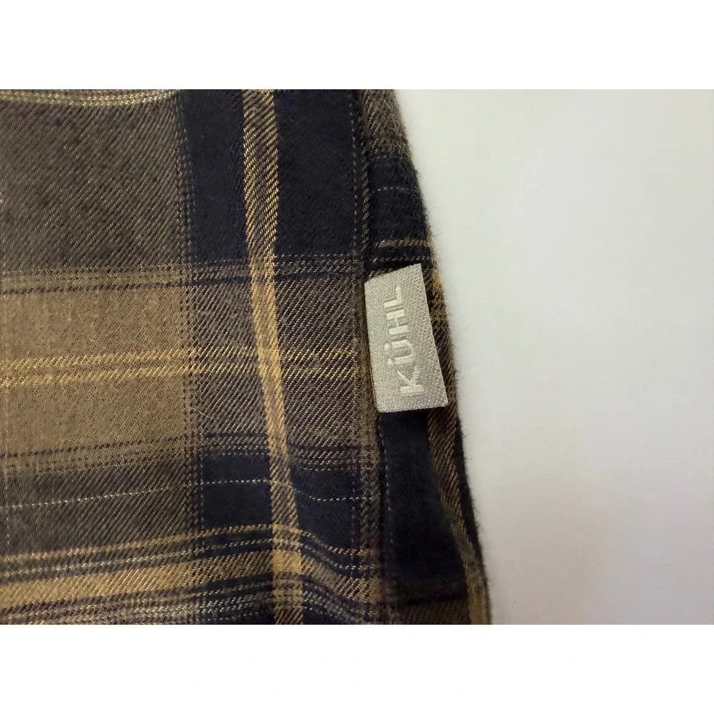 Kuhl Mens  Plaid Button Down Shirt Brown Long Sleeve Size XL Hiking Outdoor
